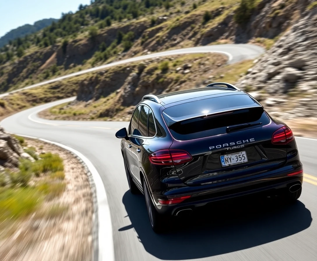 Porsche Cayenne Turbo GT en action sur route